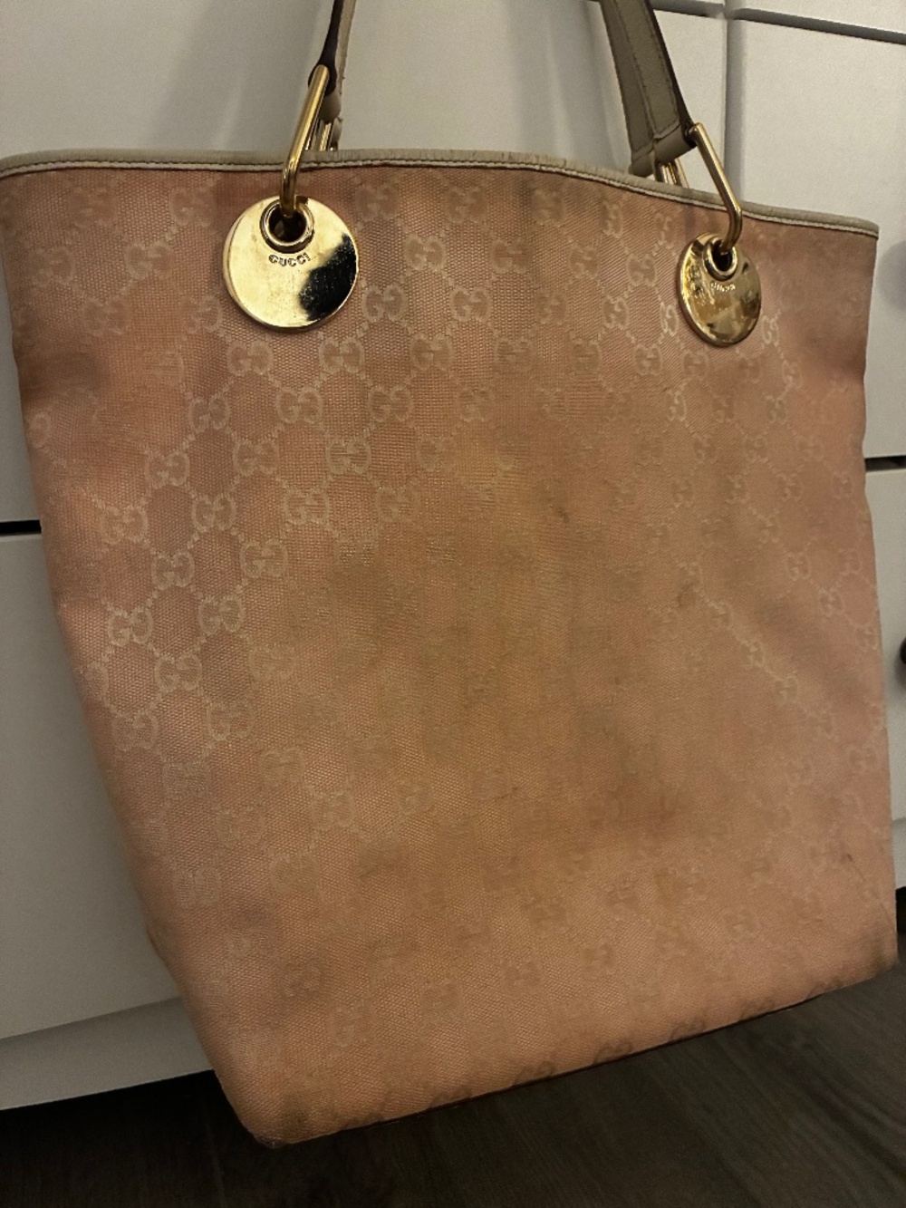 Vintage pink Gucci tote